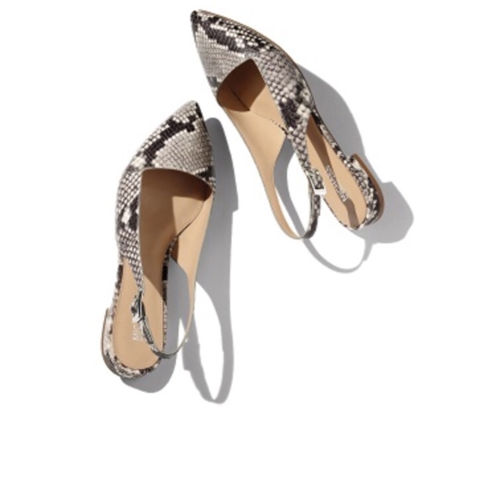 Claudia Python-Embossed Slingback Flat, Natural